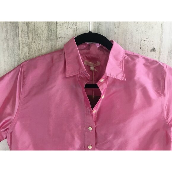 Ann Mashburn Sz M Pink Silk Shantung Popover Shirt Dress NWT - Picture 3 of 16